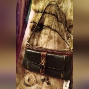 Dooney & Bourke Black and Brown Leather Wristlet